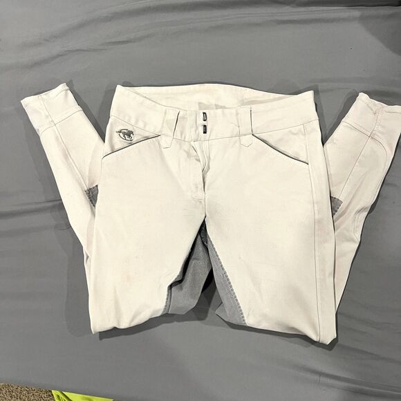 Smartpak White Gray Grey Full Seat Show Breeches 26R - Picture 1 of 9